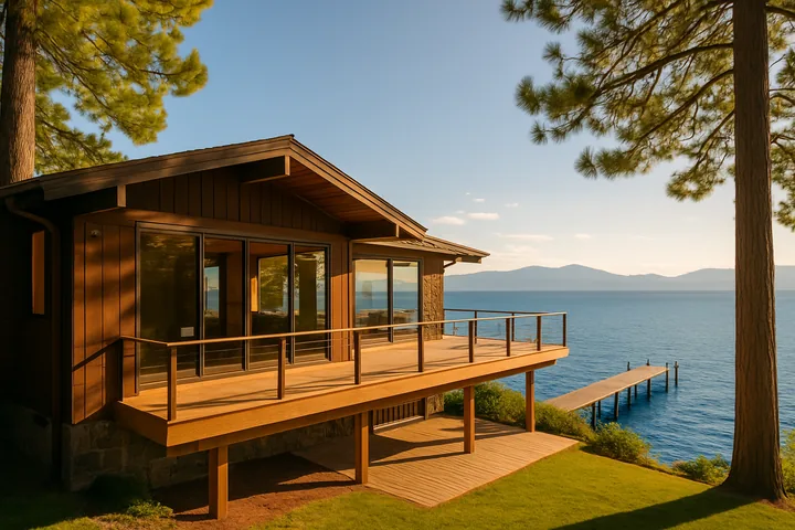 Illustrative lakefront home in Tahoe City California